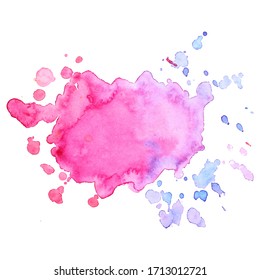 Colorful abstract watercolor stain with splashes and spatters. Modern creative background for trendy design. Vector illustration.