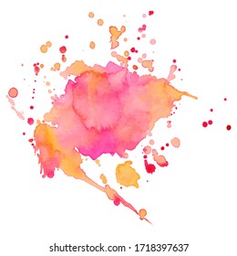 Colorful abstract watercolor stain with splashes and spatters. Modern creative background for trendy design. Vector illustration.