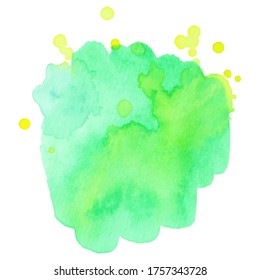 Colorful abstract watercolor stain with splashes and spatters. Modern creative background for trendy design.