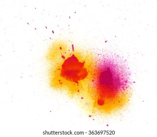 Colorful abstract watercolor stain with splashes and spatters. Modern creative background for trendy design.