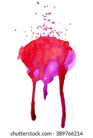 Colorful abstract watercolor stain with splashes and spatters. Modern creative background for trendy design.