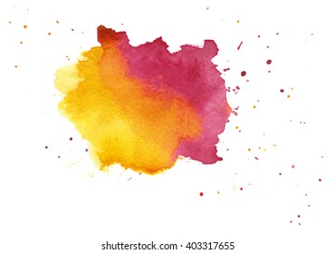 Colorful abstract watercolor stain with splashes and spatters. Modern creative background for trendy design.