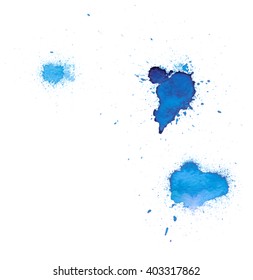 Colorful abstract watercolor stain with splashes and spatters. Modern creative background for trendy design.