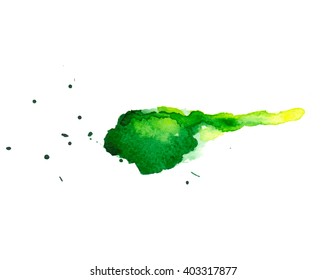 Colorful abstract watercolor stain with splashes and spatters. Modern creative background for trendy design.