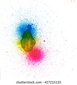 Colorful abstract watercolor stain with splashes and spatters. Modern creative background for trendy design.