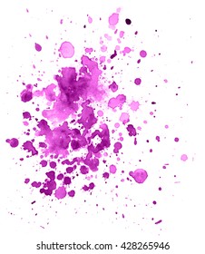 Colorful abstract watercolor stain with splashes and spatters. Modern creative background for trendy design.
