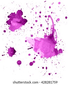 Colorful abstract watercolor stain with splashes and spatters. Modern creative background for trendy design.