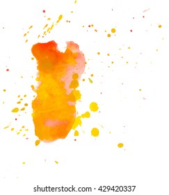 Colorful abstract watercolor stain with splashes and spatters. Modern creative background for trendy design.
