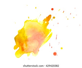 Colorful abstract watercolor stain with splashes and spatters. Modern creative background for trendy design.