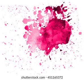 Colorful abstract watercolor stain with splashes and spatters. Modern creative background for trendy design.
