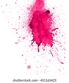 Colorful abstract watercolor stain with splashes and spatters. Modern creative background for trendy design.