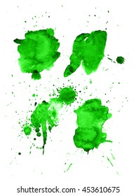 Colorful abstract watercolor stain with splashes and spatters. Modern creative background for trendy design.
