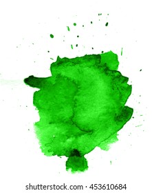Colorful abstract watercolor stain with splashes and spatters. Modern creative background for trendy design.