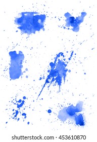 Colorful abstract watercolor stain with splashes and spatters. Modern creative background for trendy design.