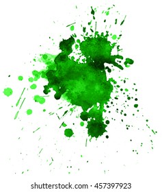 Colorful abstract watercolor stain with splashes and spatters