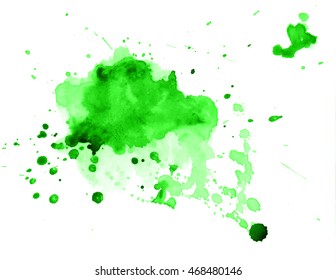 Colorful abstract watercolor stain with splashes and spatters. Modern creative background for trendy design.