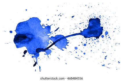 Colorful abstract watercolor stain with splashes and spatters. Modern creative background for trendy design.