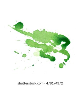 Colorful abstract watercolor stain with splashes and spatters. Modern creative background for trendy design.