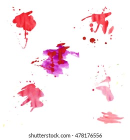 Colorful abstract watercolor stain with splashes and spatters. Modern creative background for trendy design.