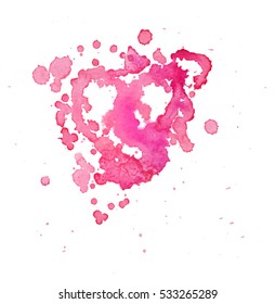 Colorful abstract watercolor stain with splashes and spatters. Modern creative watercolor background for trendy design.