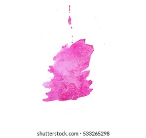 Colorful abstract watercolor stain with splashes and spatters. Modern creative watercolor background for trendy design.