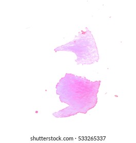 Colorful abstract watercolor stain with splashes and spatters. Modern creative watercolor background for trendy design.