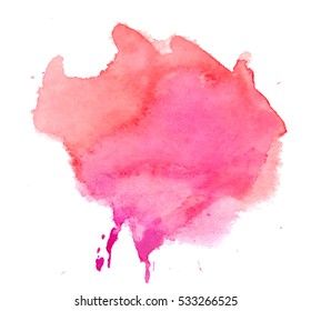 Colorful abstract watercolor stain with splashes and spatters. Modern creative watercolor background for trendy design.