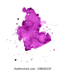Colorful abstract watercolor stain with splashes and spatters. Modern creative background for trendy design.