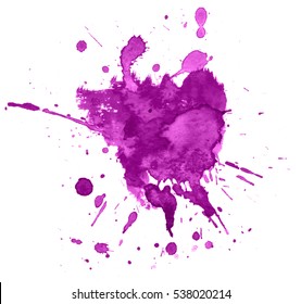 Colorful abstract watercolor stain with splashes and spatters. Modern creative background for trendy design.