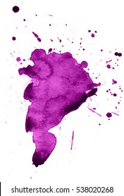 Colorful abstract watercolor stain with splashes and spatters. Modern creative background for trendy design.