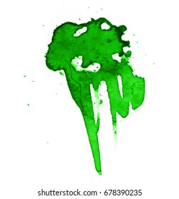 Colorful abstract watercolor stain with splashes and spatters. Modern creative background for trendy design.