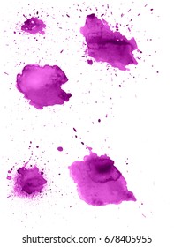 Colorful abstract watercolor stain with splashes and spatters. Modern creative background for trendy design.