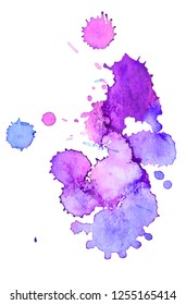 Colorful abstract watercolor texture with splashes and spatters. Modern creative watercolor background for trendy design.