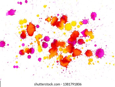 Colorful abstract watercolor texture with splashes and spatters. Modern creative watercolor background for trendy design.