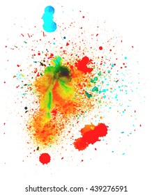 Colorful abstract watercolor texture with splashes and spatters. Modern creative watercolor background for trendy design.