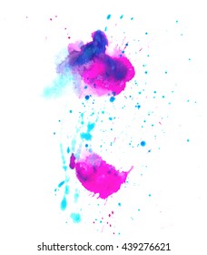 Colorful abstract watercolor texture with splashes and spatters. Modern creative watercolor background for trendy design.