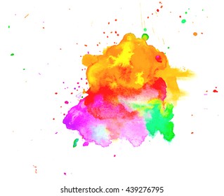 Colorful abstract watercolor texture with splashes and spatters. Modern creative watercolor background for trendy design.