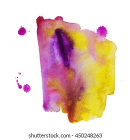 Colorful abstract watercolor texture with splashes and spatters. Modern creative watercolor background for trendy design.