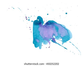 Colorful abstract watercolor texture with splashes and spatters. Modern creative watercolor background for trendy design.