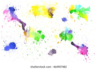 Colorful abstract watercolor texture with splashes and spatters. Modern creative watercolor background for trendy design.