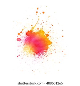 Colorful abstract watercolor texture with splashes and spatters. Modern creative watercolor background for trendy design.