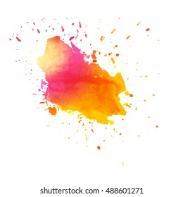 Colorful abstract watercolor texture with splashes and spatters. Modern creative watercolor background for trendy design.