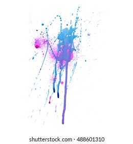 Colorful abstract watercolor texture with splashes and spatters and drips. Modern creative watercolor background for trendy design.