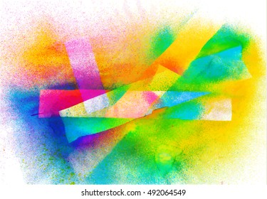 Colorful abstract watercolor texture with splashes and spatters. Modern creative watercolor background for trendy design.