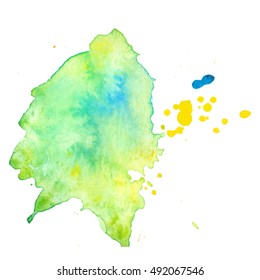 Colorful abstract watercolor texture with splashes and spatters. Modern creative watercolor background for trendy design.