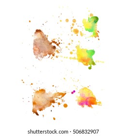Colorful abstract watercolor texture with splashes and spatters. Modern creative watercolor background for trendy design.