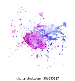 Colorful abstract watercolor texture with splashes and spatters. Modern creative watercolor background for trendy design.