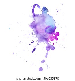 Colorful abstract watercolor texture with splashes and spatters. Modern creative watercolor background for trendy design.