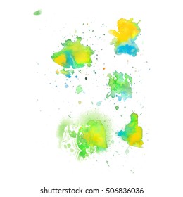 Colorful abstract watercolor texture with splashes and spatters. Modern creative watercolor background for trendy design.