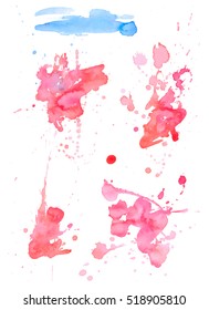 Colorful abstract watercolor texture with splashes and spatters. Modern creative watercolor background for trendy design.